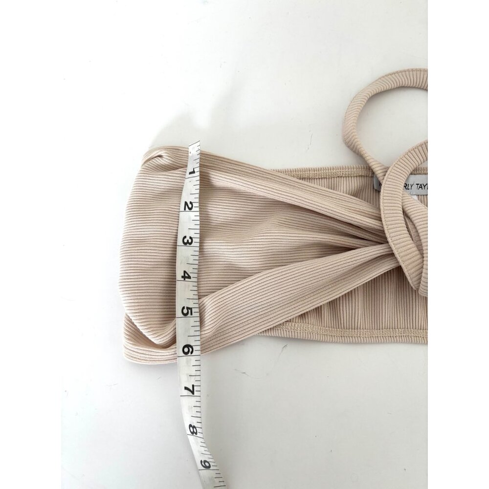 NWT Kimberly Taylor Bralette M Beige Ribbed Halter Top Resort Y2K Coastal Chic - Picture 7 of 14